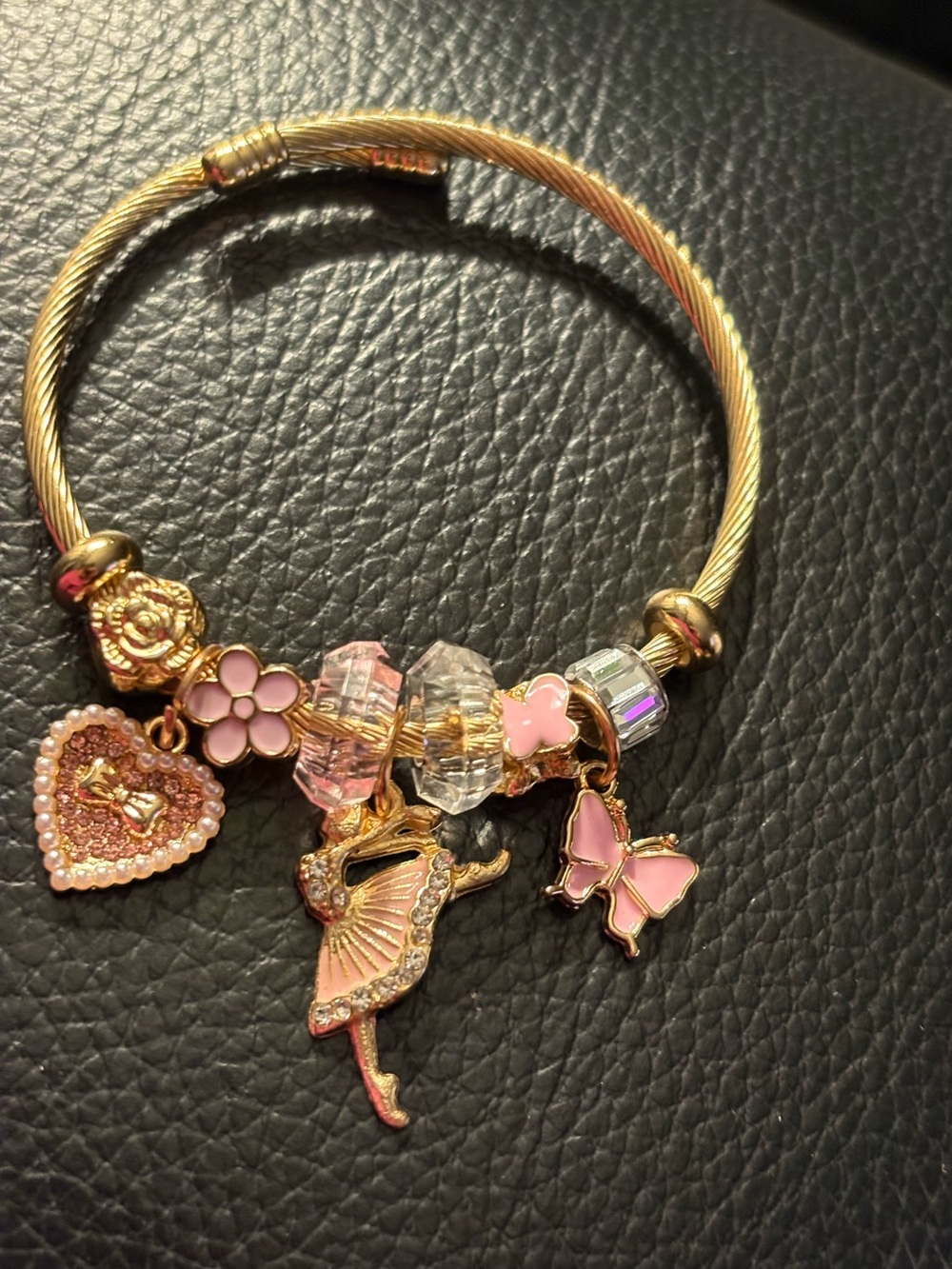 Bracelet- Gold plated Alloy Charm Bangle Bracele